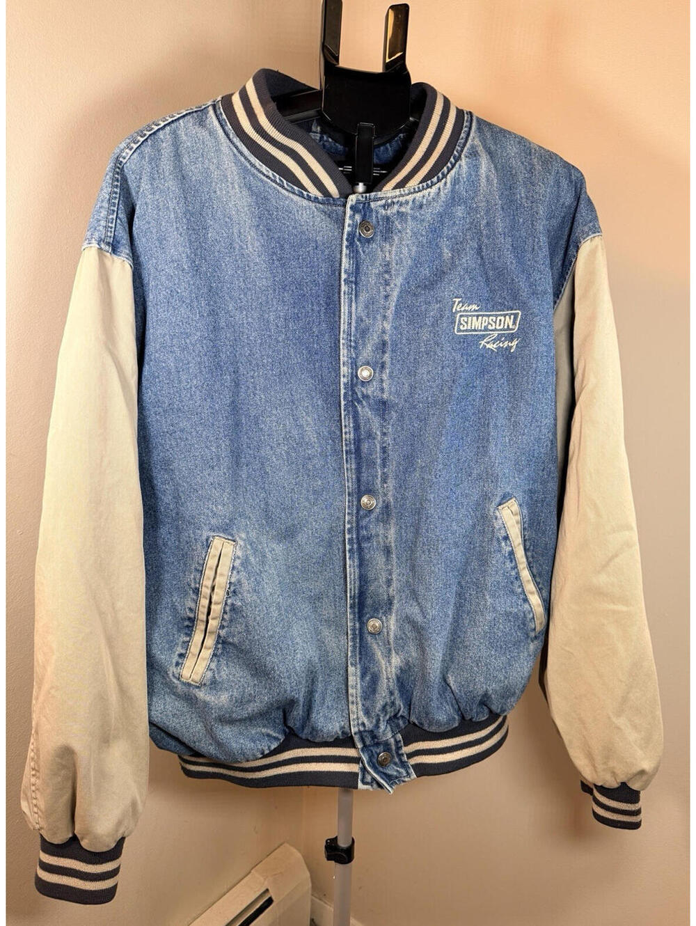 Vintage Swingster Team Simpson Racing Denim Jacket 90's Bomber Men Size XL